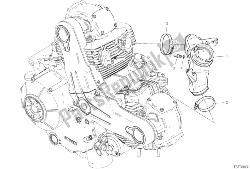 Alle onderdelen voor de Inlaatspruitstuk van de Ducati Scrambler Desert Sled USA 803 2019